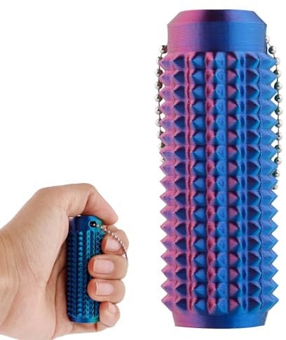 BOXOB Spiky Grippie Stim Keychain, Fidget Roller Keychain Spiky Keyring Stimming Sensory Toys for Relaxation & Focus Anxiety Silent Novelty Small Stress Relief Gifts for Adults Friends Coworkers