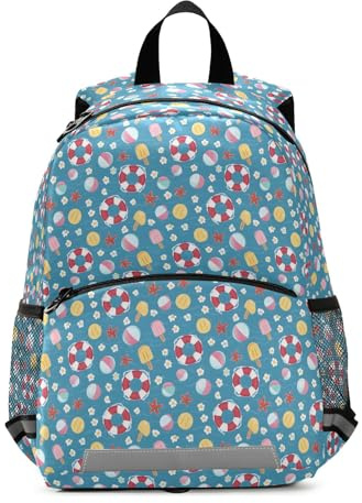 OWFKAY Zaino per bambini in età prescolare, per scuola materna, ragazzi e ragazze, motivo salvagente, Motivo salvagente, M