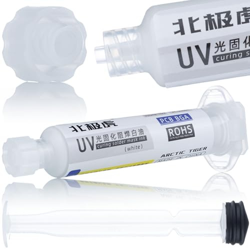 Rosfix Lötstoppmaske 10ml Spritze mit Kolben Weiß UV-härtend PCB-Schutz