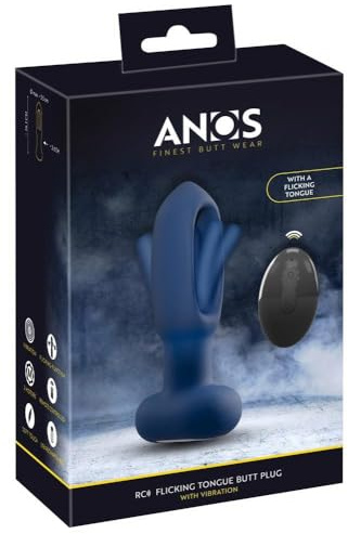Anos RC Flicking Tongue Butt Plug Vibrator Blau 3,5 cm