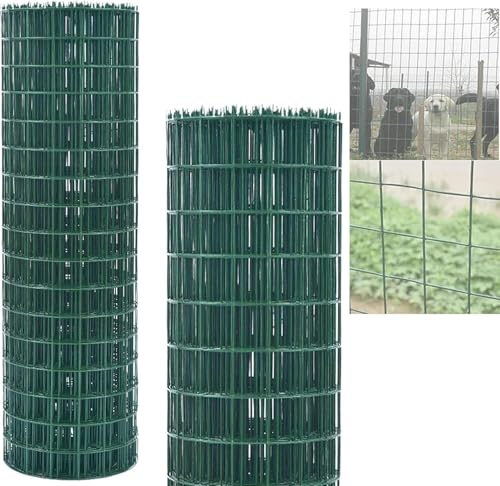 KenLung Verzinktes Drahtgeflecht 60 cm X 10 M (2 Fuß X 33 Fuß),Öffnung 1,2 Zoll X 1,2 Zoll Grüne PVC-beschichtete Metallgitterrolle,Gartenzaun Für Tiere Im Freien Für Gemüse Obst Pflanzen Hühner