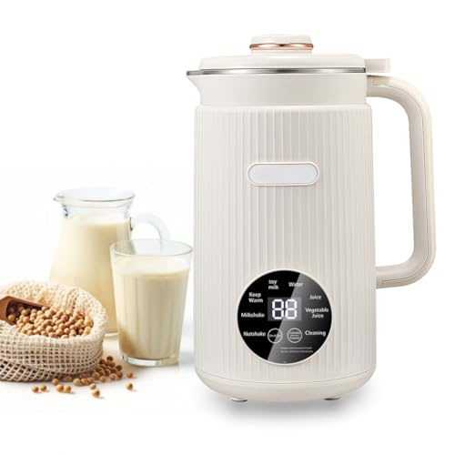 Irishom 8 IN 1 Machine à Lait Végétaux, Machine à Lait de Noix Automatique, Machine pour Lait Végétal Fait Maison sans Lactose, pour Avoine, Soja, Noix, Fruits etc (Blanc)