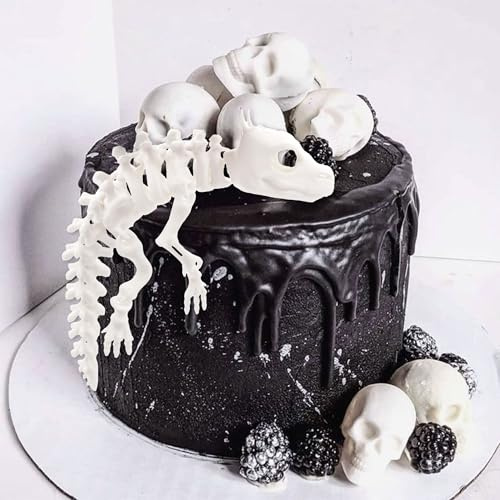 BACH AND BOOZY Gothic Skull Cake Toppers Totenkopf Skelett Drache Tortendekor für Goth Geburtstag Hochzeit Halloween