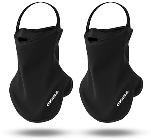 Odoland Balaclava Ski Face Mask for Men Women, Unisex Adjustable Winter Half-Face Anti-Fog Mask Neck Warmer with Velcro Suitable for Skiing Snowboarding Motorcycle Cycling 2 Black