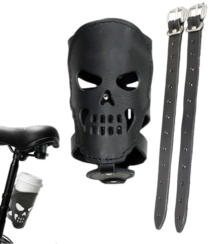 YNPQTDS Cup Holder for Motorcycle | PU Leather Scooter Skull Beverage Support | Scooter Water Kettle Container for Handlebar, Travel Cup Stand for Motorcycle Bumpers