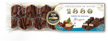 1880 – Turron Chocolaté Gourmet Boníssim à la Noisette 200 g, Création Chocolatée Signée, Format 2 Tablettes, Qualité Suprême