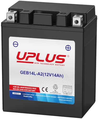UPLUS YB14L-A2 12V 14Ah 270A GEL Motorradbatterie GEB14L-A2 | Wartungsfrei, für Motorrad, Roller, Quad, UTV. 133L×90B×164H(mm), vor Kauf Maße prüfen