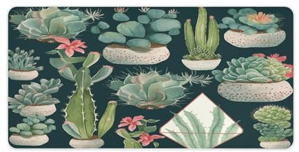 Tappetino da scrivania con piante grasse e cactus con base in gomma antiscivolo impermeabile, grande tappetino per mouse da gioco esteso da 82,6 x 30,5 cm, tappetino per scrivania per scrivania
