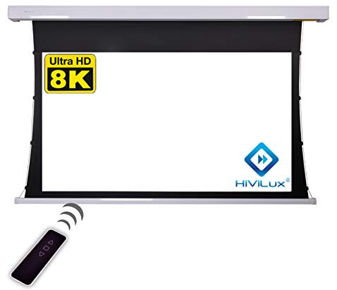 HiViLux Tension Motor Leinwand Dualspann/professionell Kinofolie: HiViWhite Cinema 1,0 / 8K/4K UHD für 3D / 2D / TXN Serie (16:9 Bild:244x137cm 110 Diagonal, Weiss)
