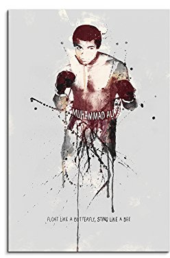 Paul Sinus Art Muhammad Ali 90x 60cm Keilrahmenbild Kunstbild Aquarell Art Wandbild auf Leinwand fertig gerahmt Original Unikat