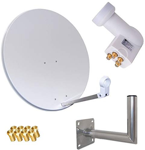 netshop 25 HD Sat Anlage 80cm Spiegel + Opticum Quad LNB für 4 Teilnehmer + 40cm Wandhalter (3 Farben wählbar)
