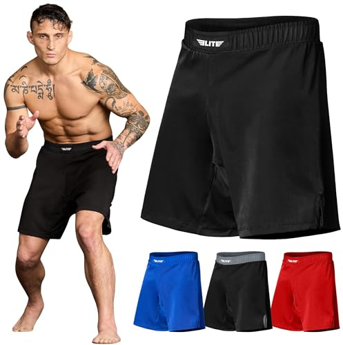 Black Jack - Pantaloncini da Combattimento MMA da Uomo, per Arti Marziali, Jiu Jitsu Brasiliano Senza Kimono, Grappling, Nero, L
