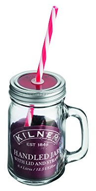 Kilner Handled Jar and Straw, Assorted Colours