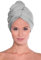 Sophie Bernard ZOE Kopfhandtuch Haar-Turban 100% Frottee für alle Damen und Haartypen. Kopftuch mit Knopf. Haartuch saugfähig und schnell trocknend. Farbe: hell grau