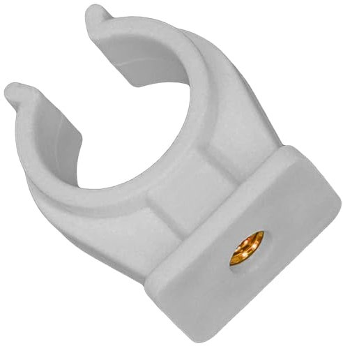 20 Stück Set Rohr Clips Schellen aus Kunststoff weiss für 20 bis 22 mm Rohr Aussendurchmesser, mit Messingbuchse Innengewinde M6 IG für Ansatzschraube Halterung Befestigung