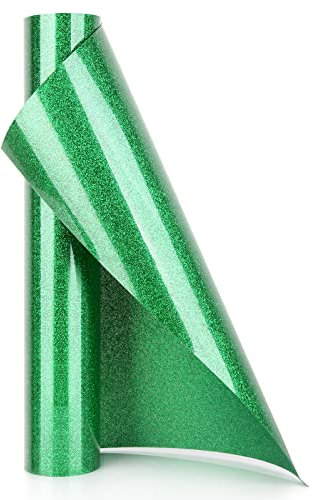 YURROAD 40“ X 12” Green Glitter HTV Iron On Vinyl Bundle Heat Transfer Vinyl Roll for DIY T-Shirts Clothes Hats or Other Fabrics - Glitter Green HTV