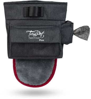 TrendPet TwinTreat Plus Leckerchentasche, Leckerli Beutel mit 2 getrennten Leckerlifächern, Gassitasche mit Fingerhandtuch