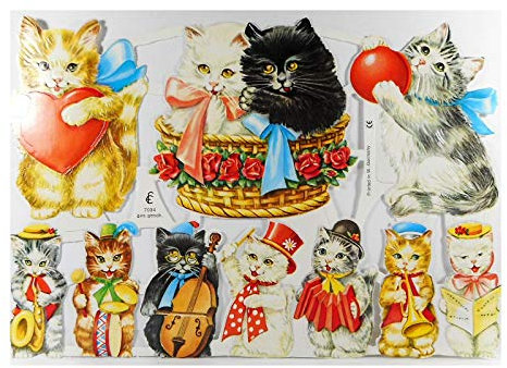 Glanzbilder EF 7034 Katze Musik Herz Liebe Instrument Posiebilder Deko GWI 667