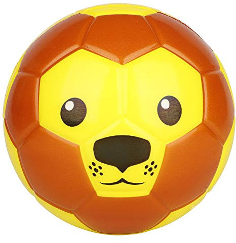 BORPEIN 15,2 cm großer Mini-Fußball, niedliches Tier-Design, weicher Schaumstoffball für Kinder, weich und federnd, perfekte Größe für Kinder zum Spielen, löwe