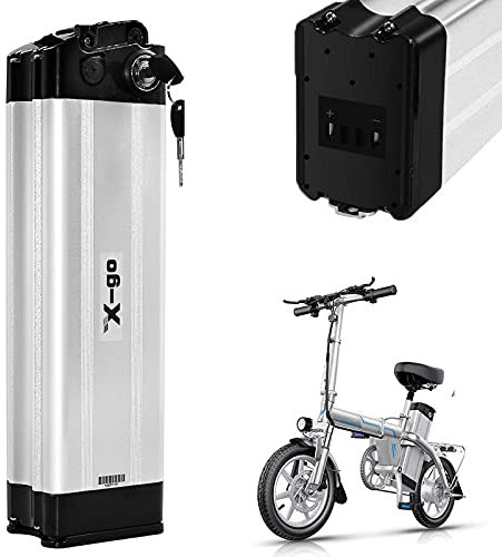 X-go 36V 10.4AH Batteria per Bicicletta Elettrica Li-Ion a Ioni di Litio per Motori da 250W 350WE-Bike Pedelec Bici Elettrica Silverfish + Caricabatterie (36V 10Ah 2port)