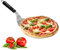 Relaxdays 4 x Pizzaschieber mit Holzgriff, rund, aufhängen, Schaufel BxT: 16,5x17,5 cm, Pizzaheber Edelstahl, Silber/schwarz