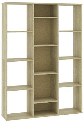 vidaXL Raumteiler Bücherregal 13 Fächer Wandregal Standregal Aktenregal Raumtrenner Büroregal Bücherschrank Sonoma-Eiche 100x24x140cm Holzwerkstoff