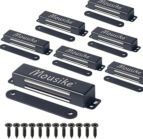 Mousike loquet de porte magnétique robuste 40KG aimants de porte en acier inoxydable avec magnétique puissant pour loquet de porte d'armoire de garde-robe de placard de cuisine(8 pièces noires)…