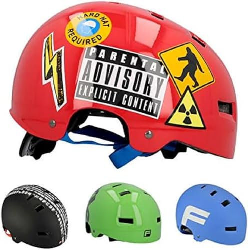 FISCHER BMX Fahrradhelm, Radhelm, Dirt Bike Helm Sticky, S/M, 54-58cm, rot, TÜV geprüft