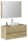 Baikal Meuble de Salle de Bain Onyx. Meuble monté, 2 tiroirs, Armoire murale, lavabo en céramique, Miroir 120 cm Nature.