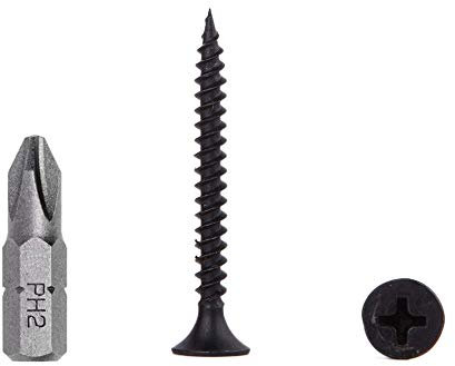 (Pack of 200 pcs) Black Phosphate Carbon Steel 3.5 x 32 mm Drywall Screws, Fine Thread, Phillips Bugle Head, Drywall Sheetrock Fasteners (200, 3.5 x 32 mm)