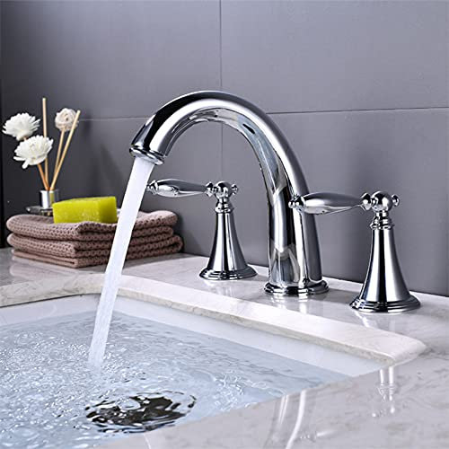 YHSGY Messing Blei Free Deck Mount Schwarz Wasserhahn Bad Wasserhahn Blacked Hot Cold Mixer Wasserhahn Kran Zwei Händel Becken Wasserhähne Wasserhahn
