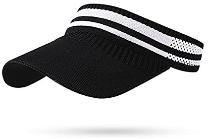 Bakicey Damen Sonnenschild Visor Sonnenhut mit großer Krempe Mode Damen Visor Cap Sonnenschutz Schweißabsorbierend Baseball Kappe Sommerhut für Outdoor Sport Strand Hut Golf Tennis 52-60cm (Schwarz)