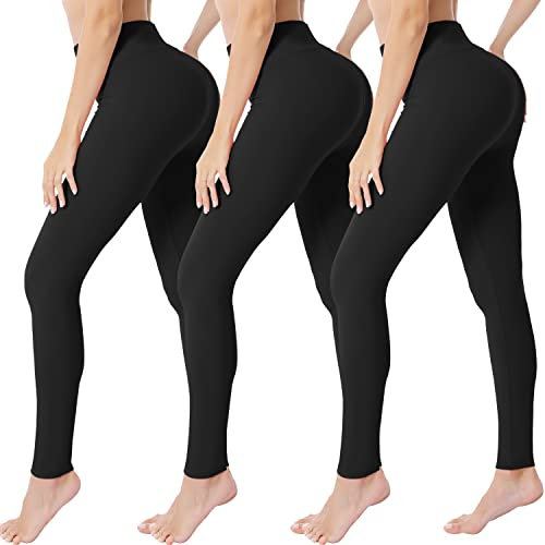 VALANDY Creamlush 3 Pack Leggings for Women High Waisted Tummy Control Leggings Buttery Soft Yoga Pants(S-3XL)
