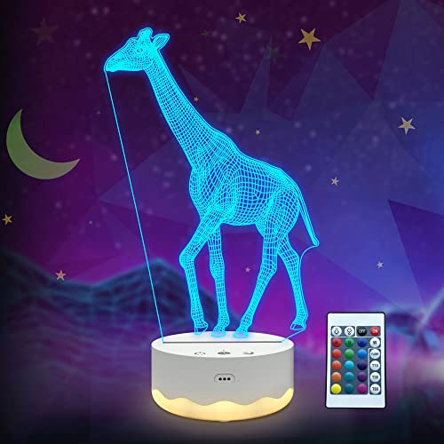 Giraffen-Geschenke, Giraffen-Nachtlicht, 3D-Illusionslampe mit Fernbedienung + Touch 16 blinkende Farbwechsel + Timer-Schreibtischlampen, Kinderzimmer-Dekoration, beste Festival-Geburtstagsgeschenke
