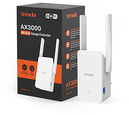 Tenda WiFi 6 AX3000Mbps WiFi Extender Booster, Dual Band WiFi Repeater/Booster, Gigabit Ethernet Port, Access Point, App Control, Easy Setup, UK Plug(A33)