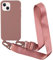 Leather Armor Coque avec Cordon pour iPhone 6/7/8 Plus(5.5).Compatibilité Chargeur sans Fil.Silicone avec Cordon Case,Couleur Solide-Pink
