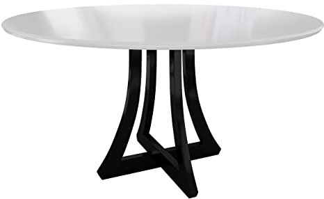 Mirjan24 Esszimmertisch Onneto, Tisch für Esszimmer, Runder Tisch für Küche, Esstisch, Kaffeetisch, Modern Küchentisch, Buchenholz (weiß Hochglanz/schwarz Hochglanz, Modell Ø 120 cm)