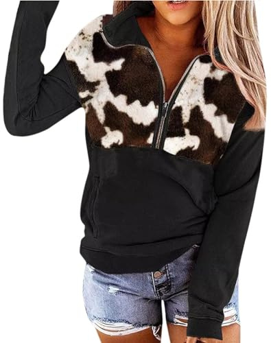 Damen Casual Aztec Geometrischer Reißverschluss Kragen Pullover Sweatshirt