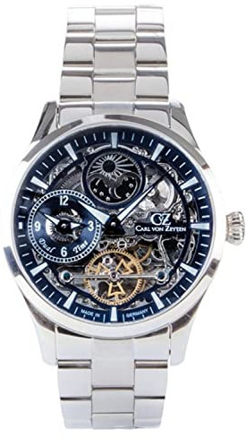 Carl von Zeyten Freiburg CVZ 0063 BLMS - Automatik Herrenuhr Ø 44 mm - Edelstahlgehäuse - Stahlarmband 22 mm - Dual Time Stunde Minute Tag Nacht - Saphirglas - Made in Germany