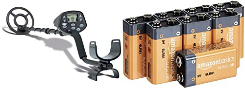 Bounty Hunter Discovery 3300 Metalldetektor Metallsuchgerät mit 11-Segment-Zielobjekt-Identifizierung & Amazon Basics Everyday Alkalibatterien, 9 V, 8 Stück (Aussehen kann variieren)