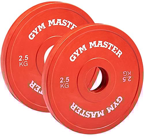 GYM MASTER Pair of 2 Coloured Rubber Fractional Change Plates for Olympic Barbell Weight Lifting