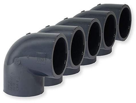 Paradies Pool PVC Fitting Winkel 90°, Ø 50mm mit Klebemuffen, PVC-U Muffe Rohrverbinder Klebefitting 90 Grad zum verkleben, Qualität aus Europa, Menge: 5 Stück