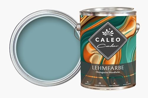 Caleo Color Pintura de arcilla verde azulado para el mar, 2,25 litros, pintura ecológica para pared para salón y demás, alta cobertura, sin goteo, sin olor