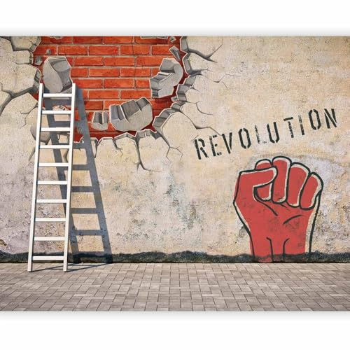murando - Fototapete selbstklebend Banksy Revolution, 392x309 cm, 3D-Effekt | Selbstklebend ohne Kleister, Full HD Druck, ideal fürs Wohn- oder Schlafzimmer, schnelle Montage, lichtbeständig, geruchsfrei