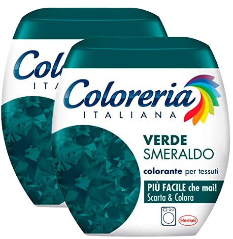 Coloreria Italiana Grey Farbstoff für Stoffe und Kleidung in der Waschmaschine, Smaragdgrün, 1 Packung