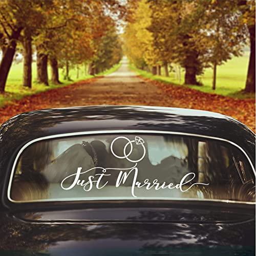 Just Married Autoaufkleber, Hochzeitsauto Dekoration Autodekoration Hochzeit Auto Deko Hochzeit für Flitterwochen, Hochzeit (Style1)