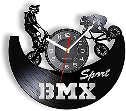 AGlitw Reloj de pared silencioso sin tictac, reloj de pared deportivo extremo, disco de vinilo, competición, decoración del hogar, joven, 3D, clásico, estilo libre, motocross