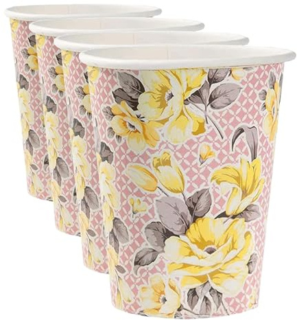 Talking Tables Recyclable Floral Paper Cups 8pk | Truly Scrumptious Vintage Themed Afternoon Tea Party Supplies | Great for Birthday Party, Baby Shower, Wedding and Anniversary (Pack of 4)