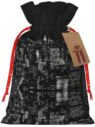 New York Night Sky Weihnachten Kordelzug Leinen Geschenk Tasche Aufbewahrungstasche Geeignet Für Weihnachten Geburtstag Geschenkverpackung