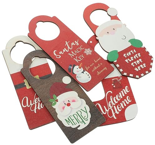 PRETYZOOM 5st Feiertags-türklinkendekorationen Schneemann-türhänger Weihnachtsmann-türhänger Dekorativer Weihnachts-türhänger Weihnachts-türknauf-Ornament Weihnachtsschmuck Hölzern Anhänger